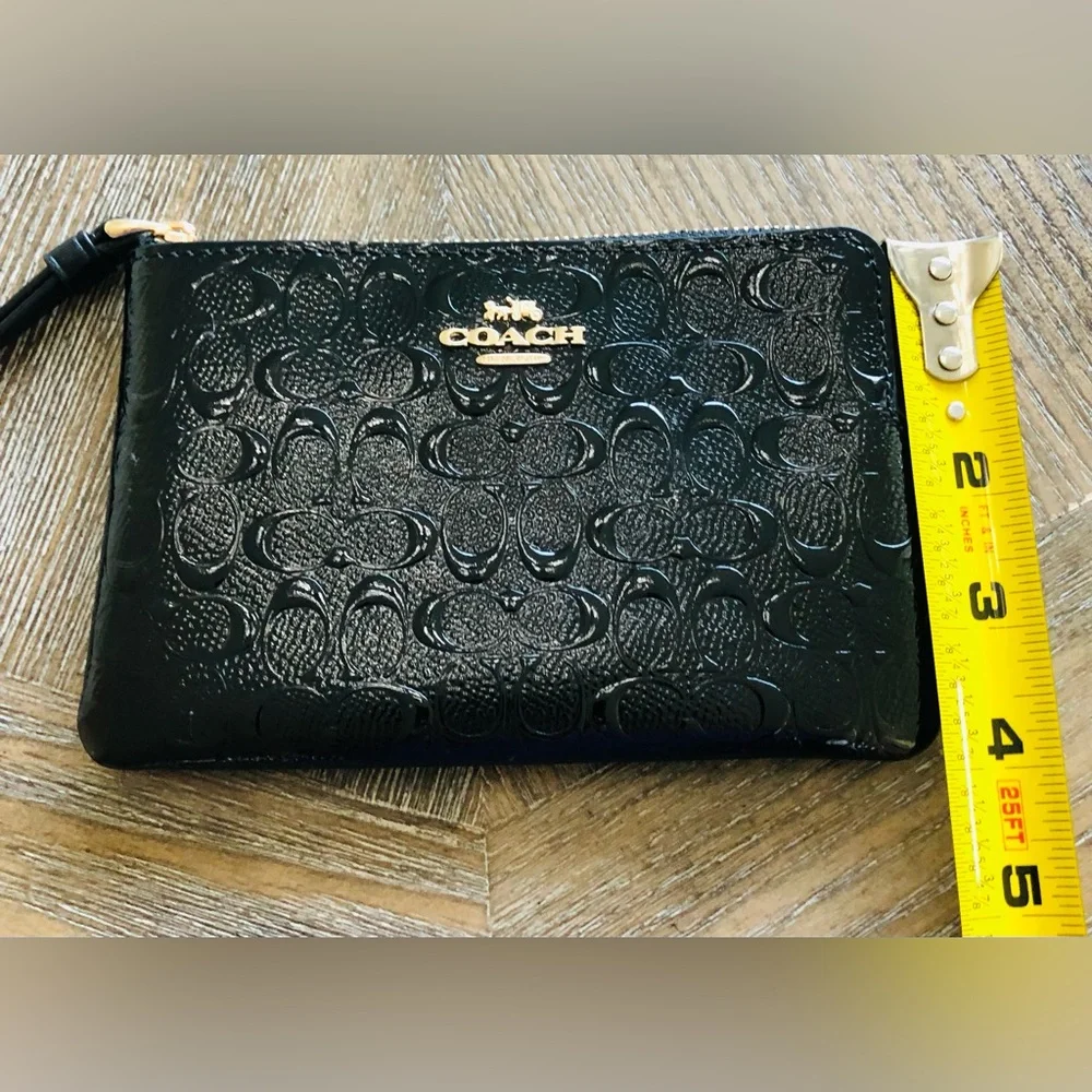 Coach  Embossed Patent Leather Black Wristlet - Picture 6 of 7